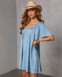 Boho Trail Chambray Mini Dress