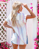 Yvonne Striped Shimmer Woven Button Down Top