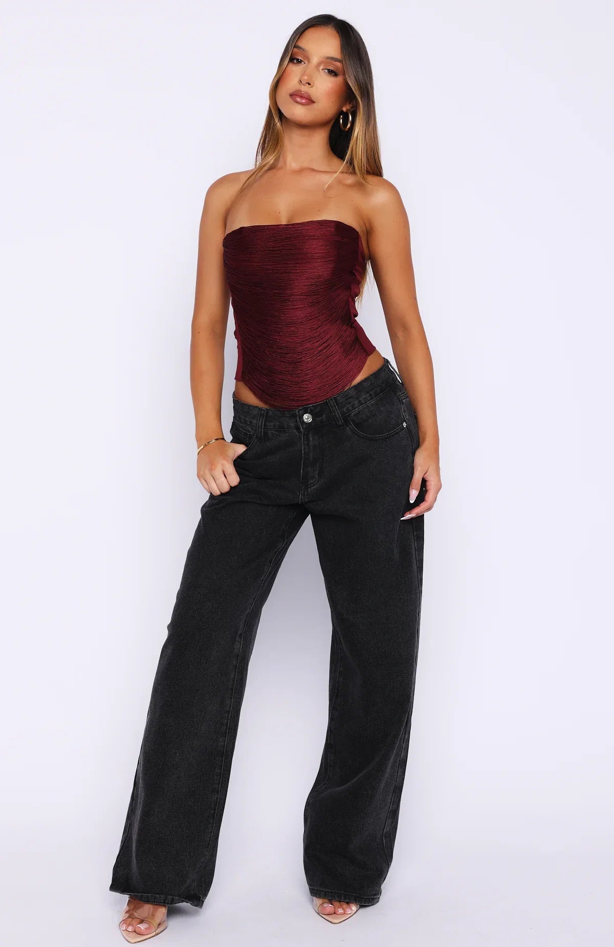 All Too Well Fringe Bustier Burgundy