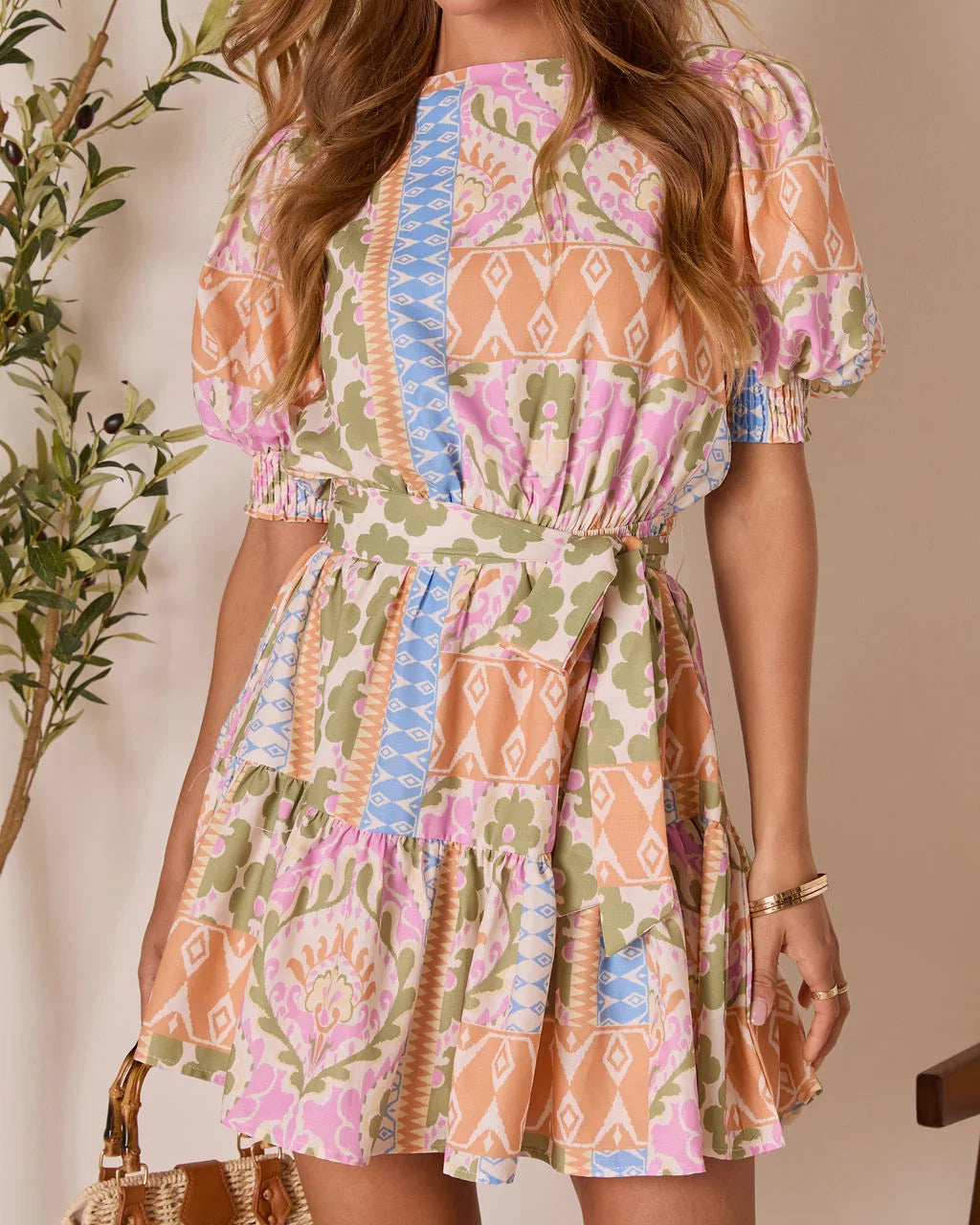 Shailene Puff Sleeve Tiered Mini Dress