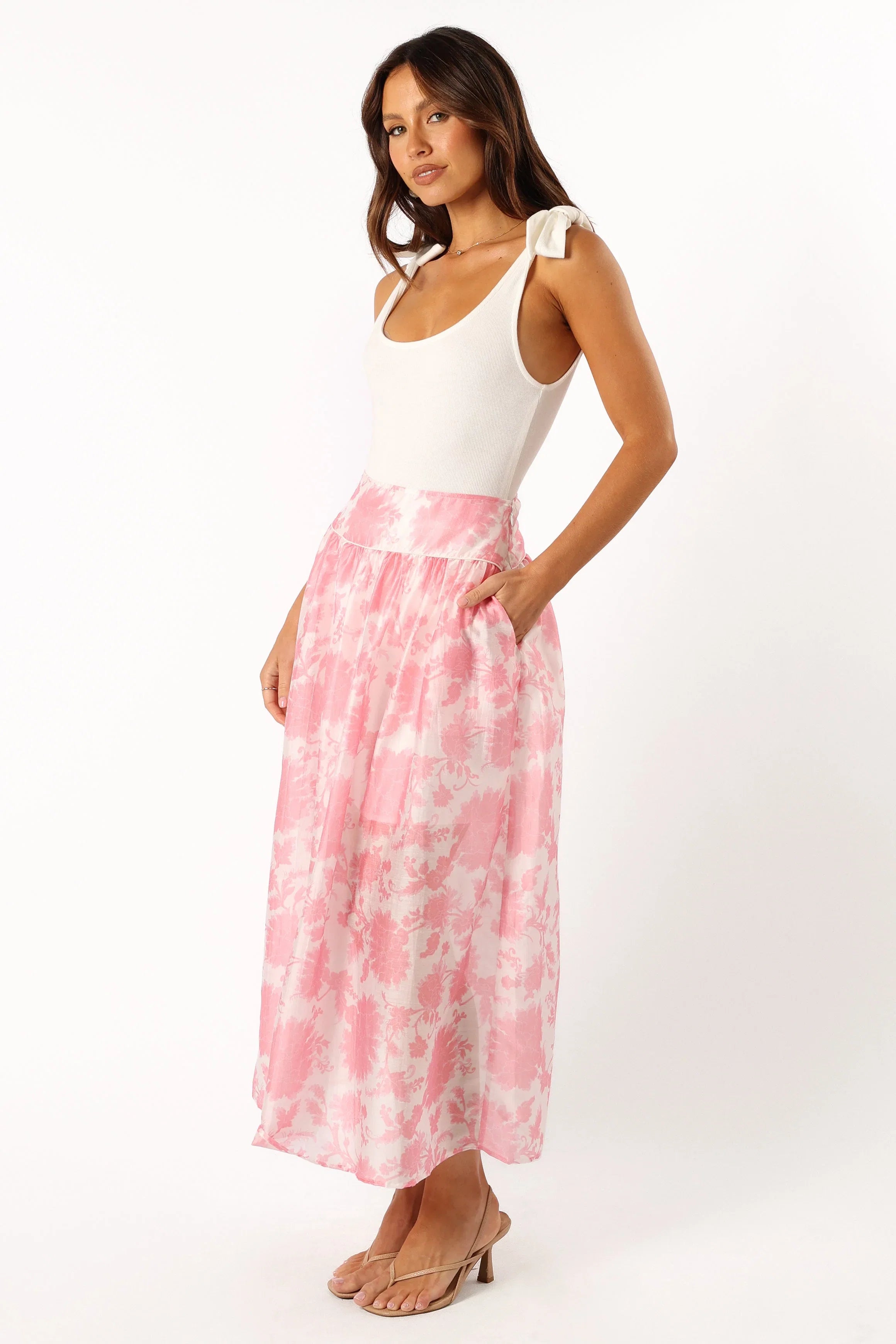 Miami Maxi Skirt Pink Floral
