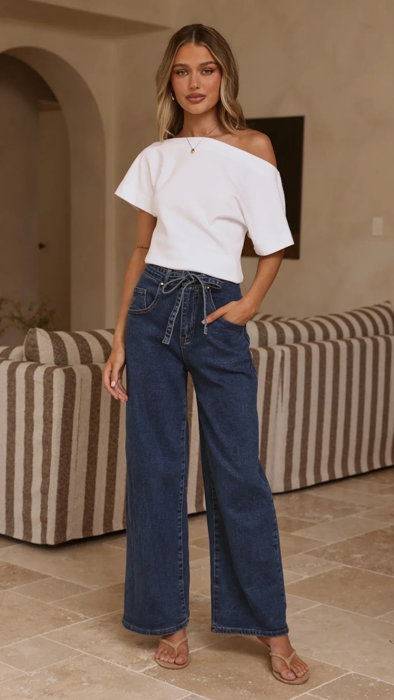 Nyra Wide Leg Jeans Dark Denim