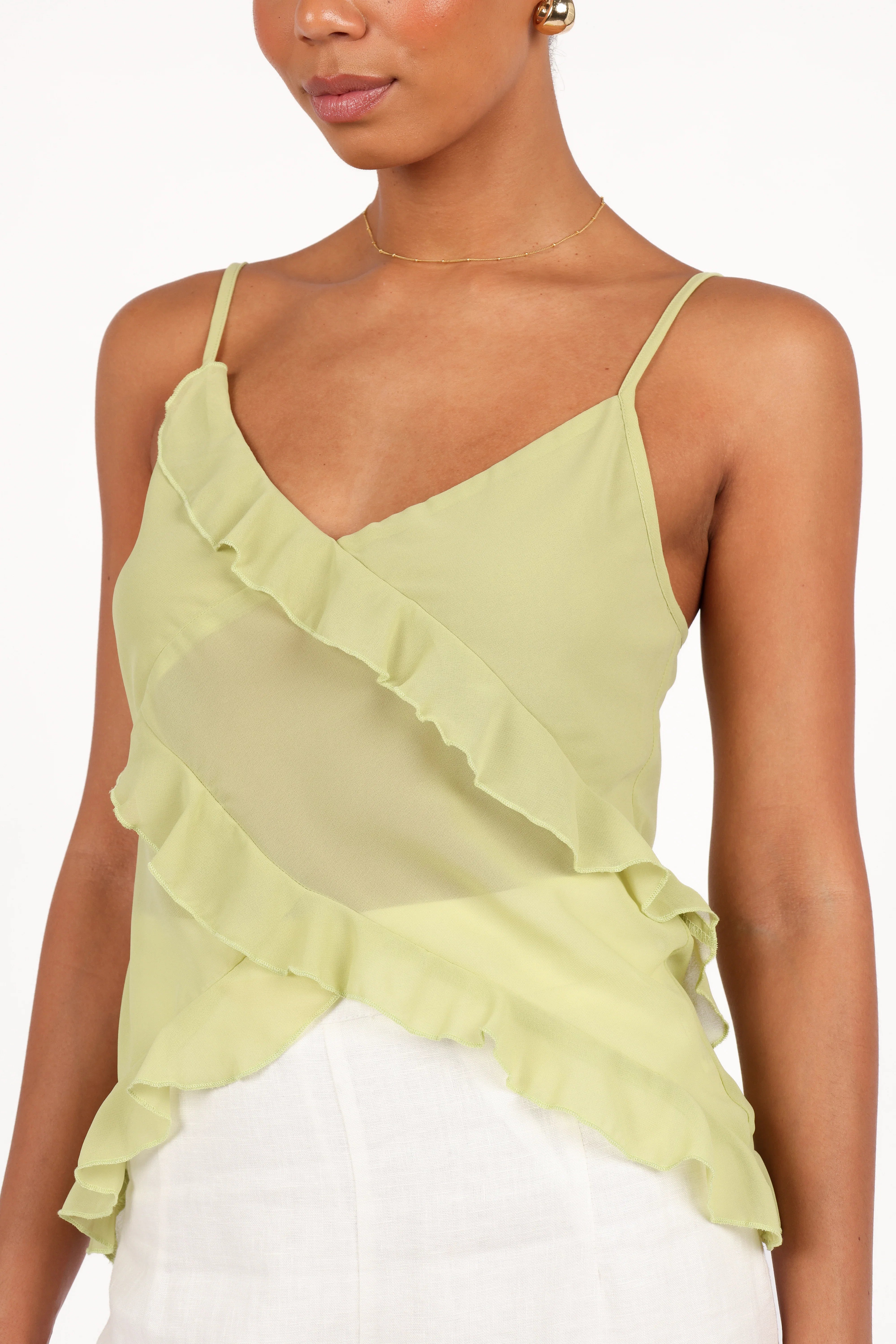 Gabrielle Ruffle Top Meadow Green