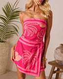 Shiri Tropical Print Wrap Mini Dress