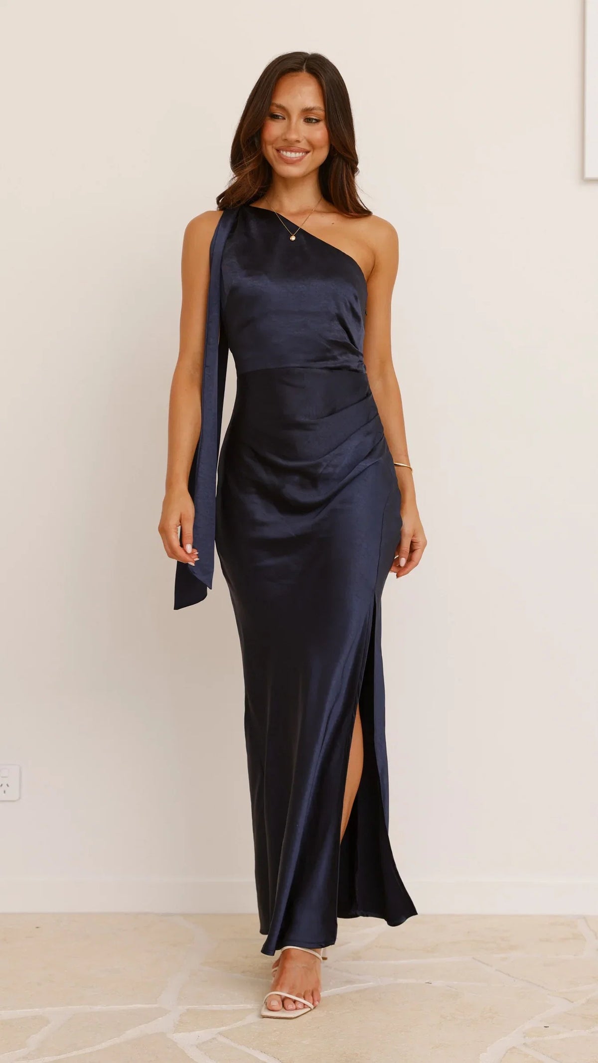 Halle One Shoulder Maxi Dress Navy
