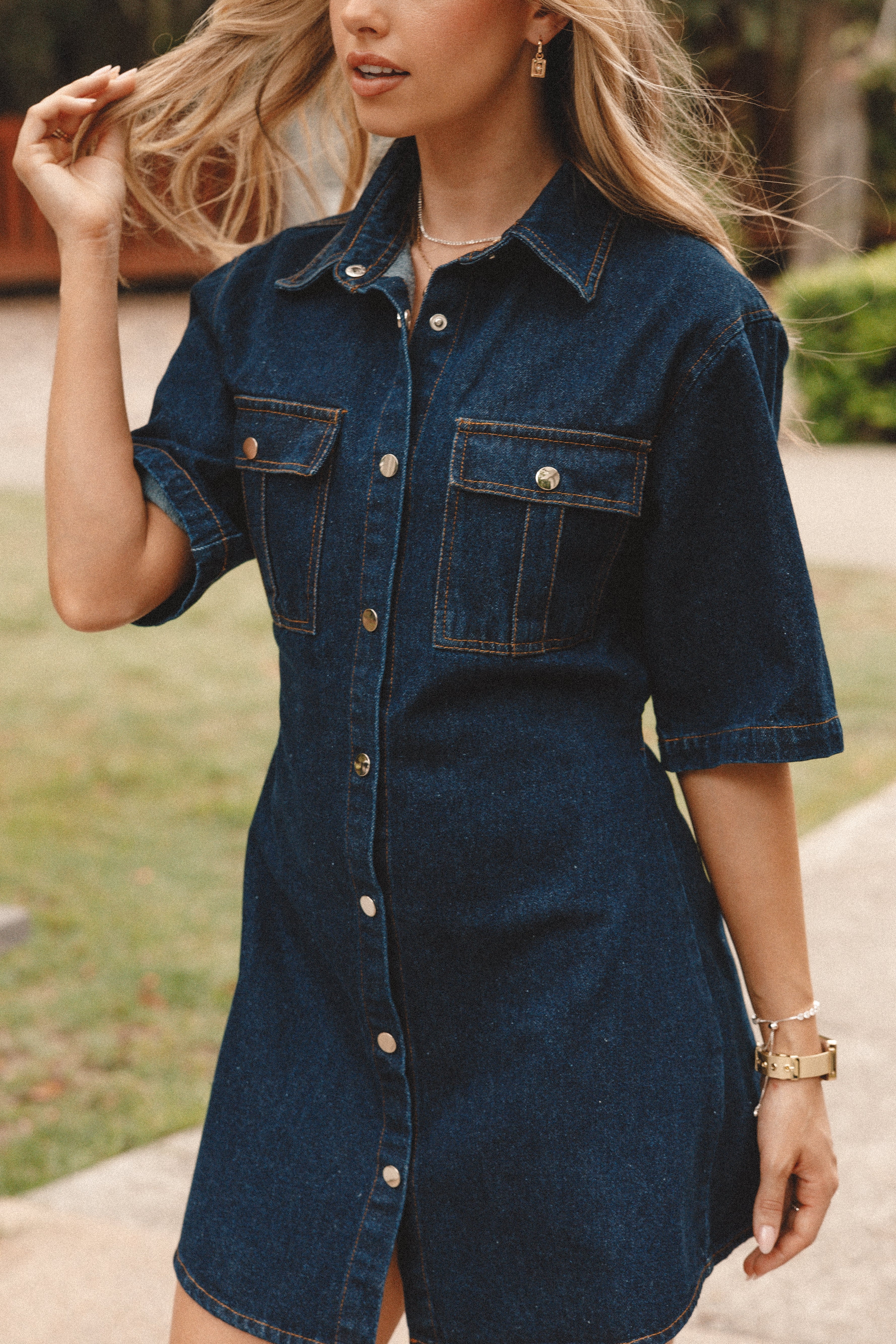 Hailey Denim Mini Dress Dark Denim