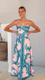 Madra Maxi Dress Aqua Pink Zayna