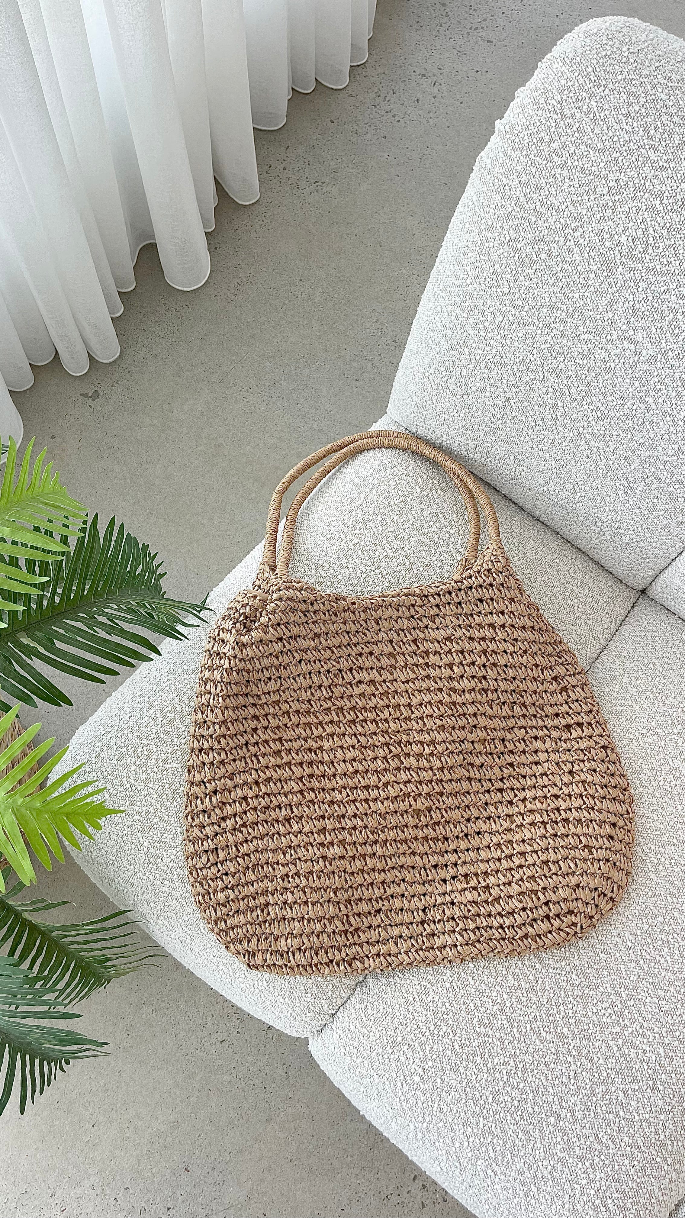 Solana Summer Tote Bag Tan Straw