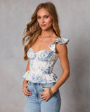 Roselin Abstract Novelty Peplum Top