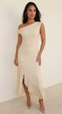 Ascent Off Shoulder Maxi Dress Butter Yellow
