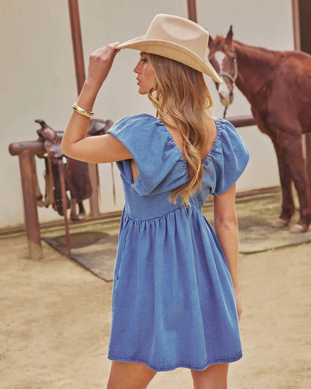 Prairie Dawn Denim Mini Dress
