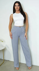 Cora Linen Pants Gray