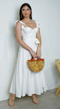 Valeria Corset Ruffle Midi Dress White