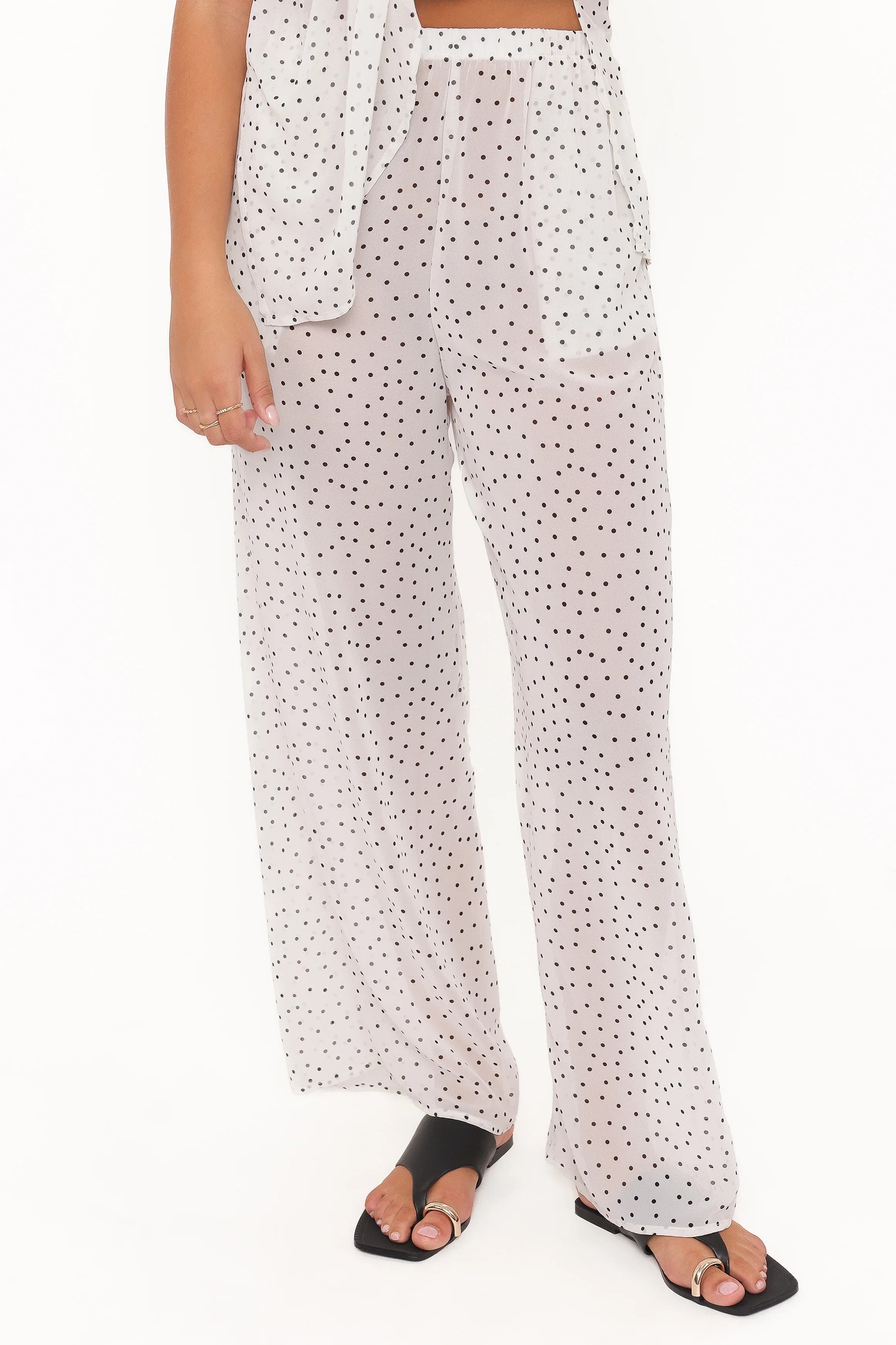 Hazel Pant Set Cream Polka Dot