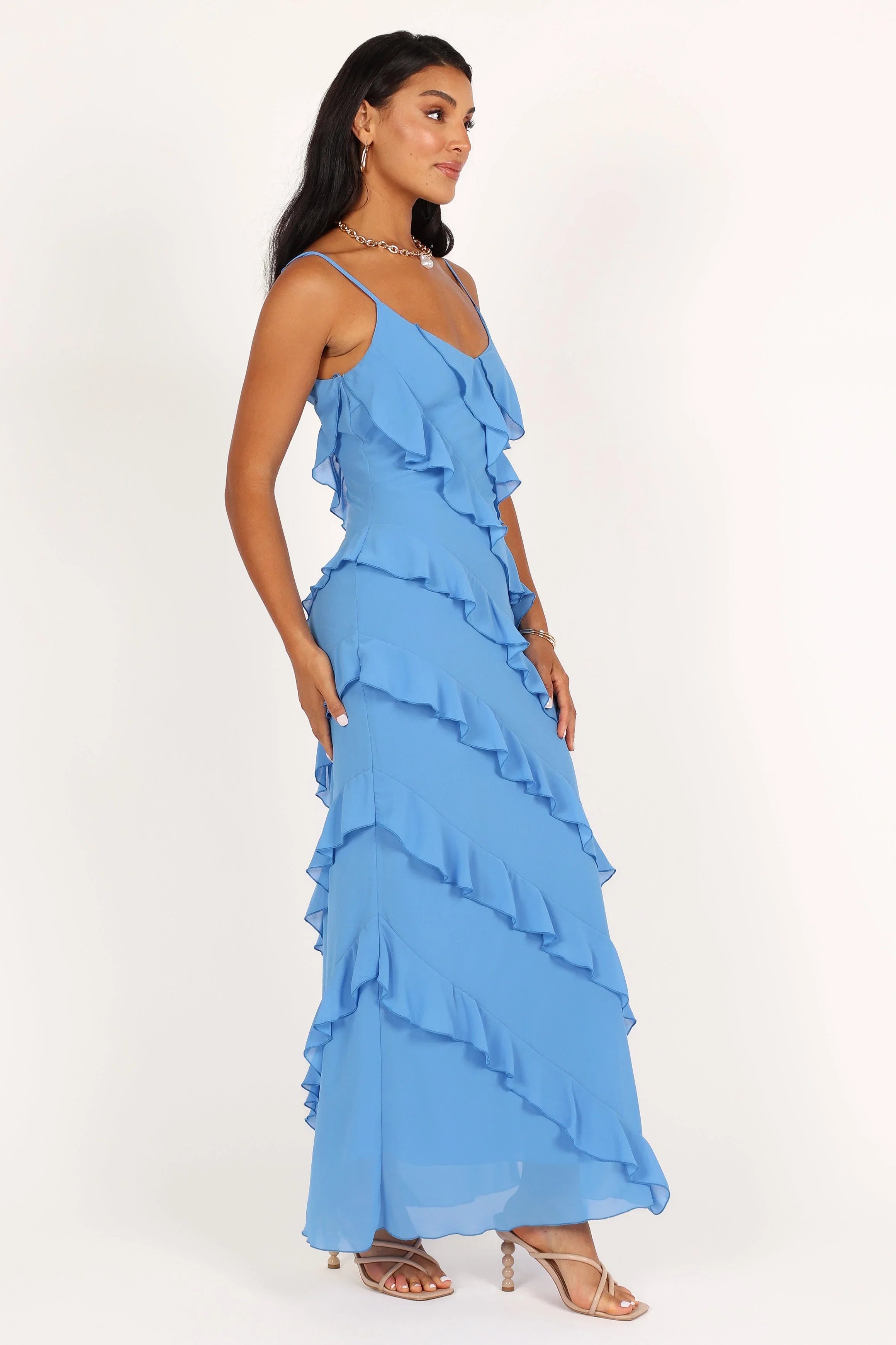 Ciao Ruffles Maxi Dress Blue