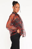 Marni Organza Top Red Plaid