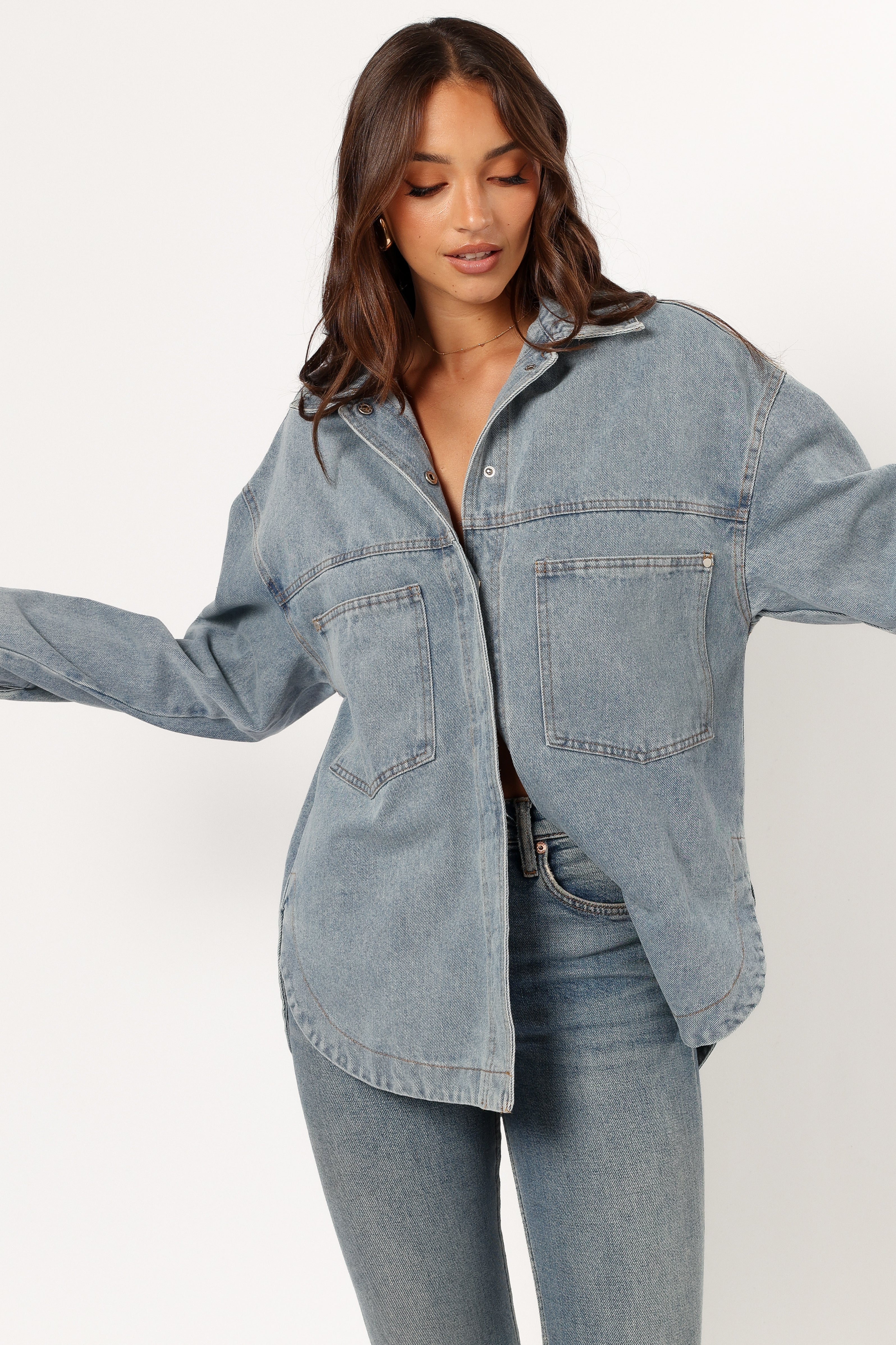 Cassie Oversized Denim Shacket Blue