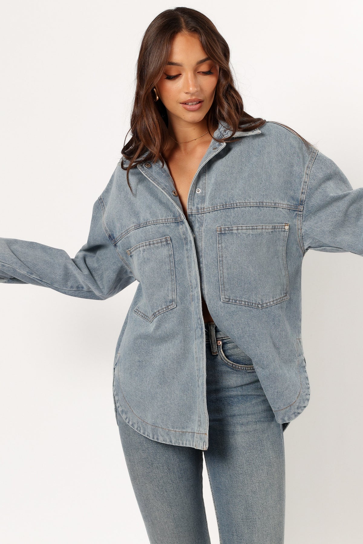 Cassie Oversized Denim Shacket Blue