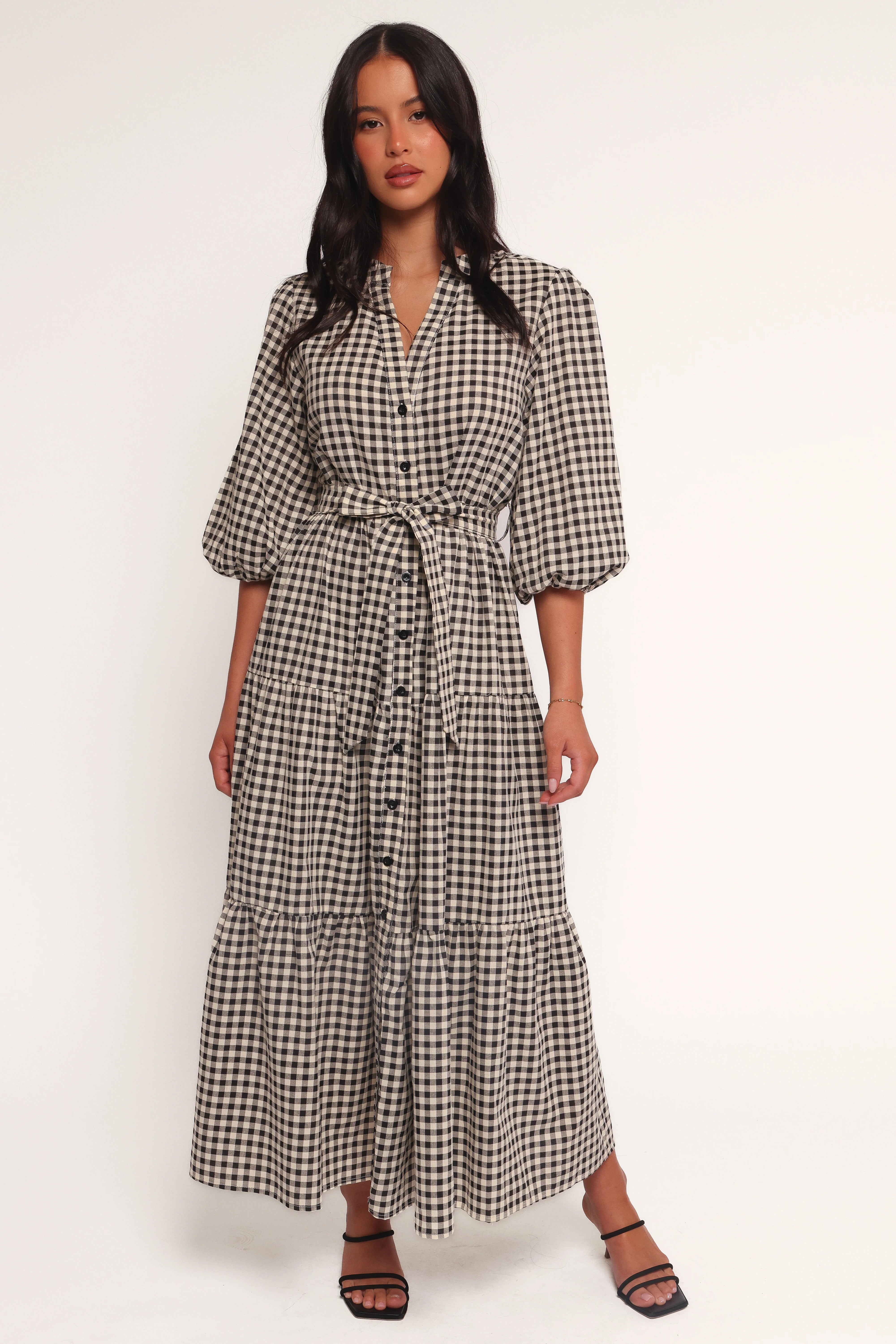Dixon Maxi Dress Black Cream Gingham
