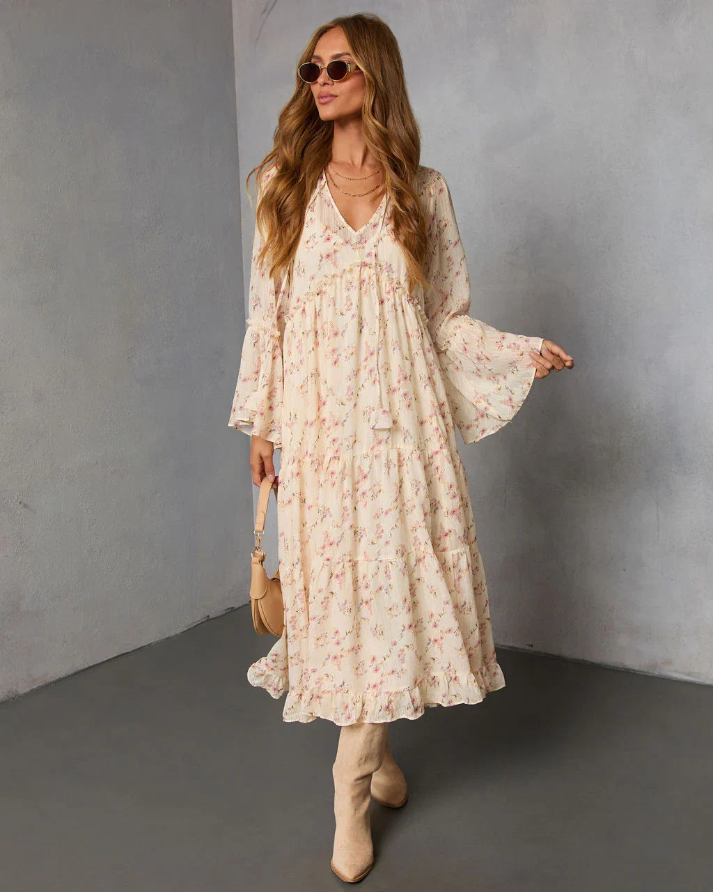Amber Drift Printed Maxi Dress
