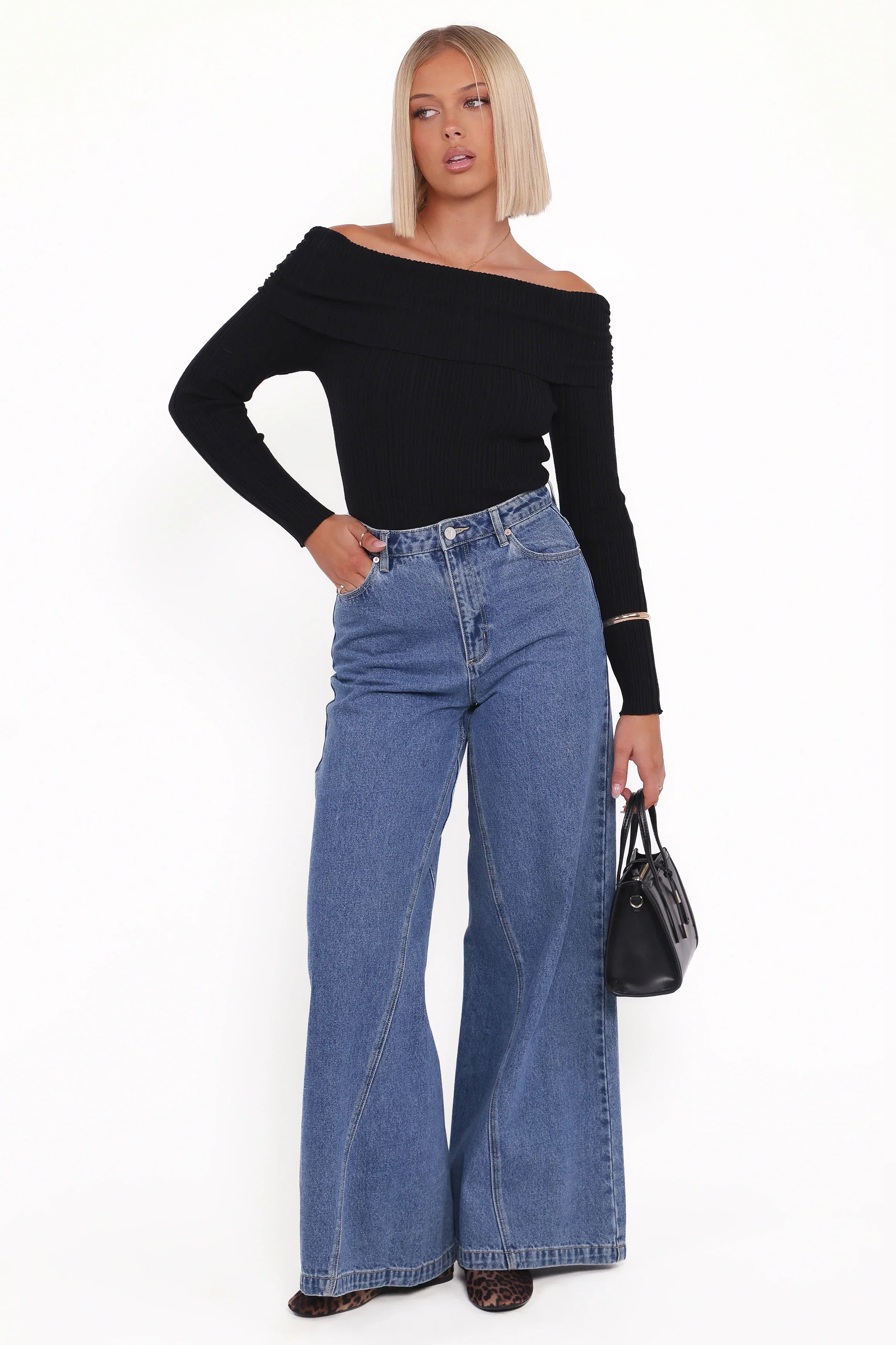 Junia Tie Back Knit Top Black