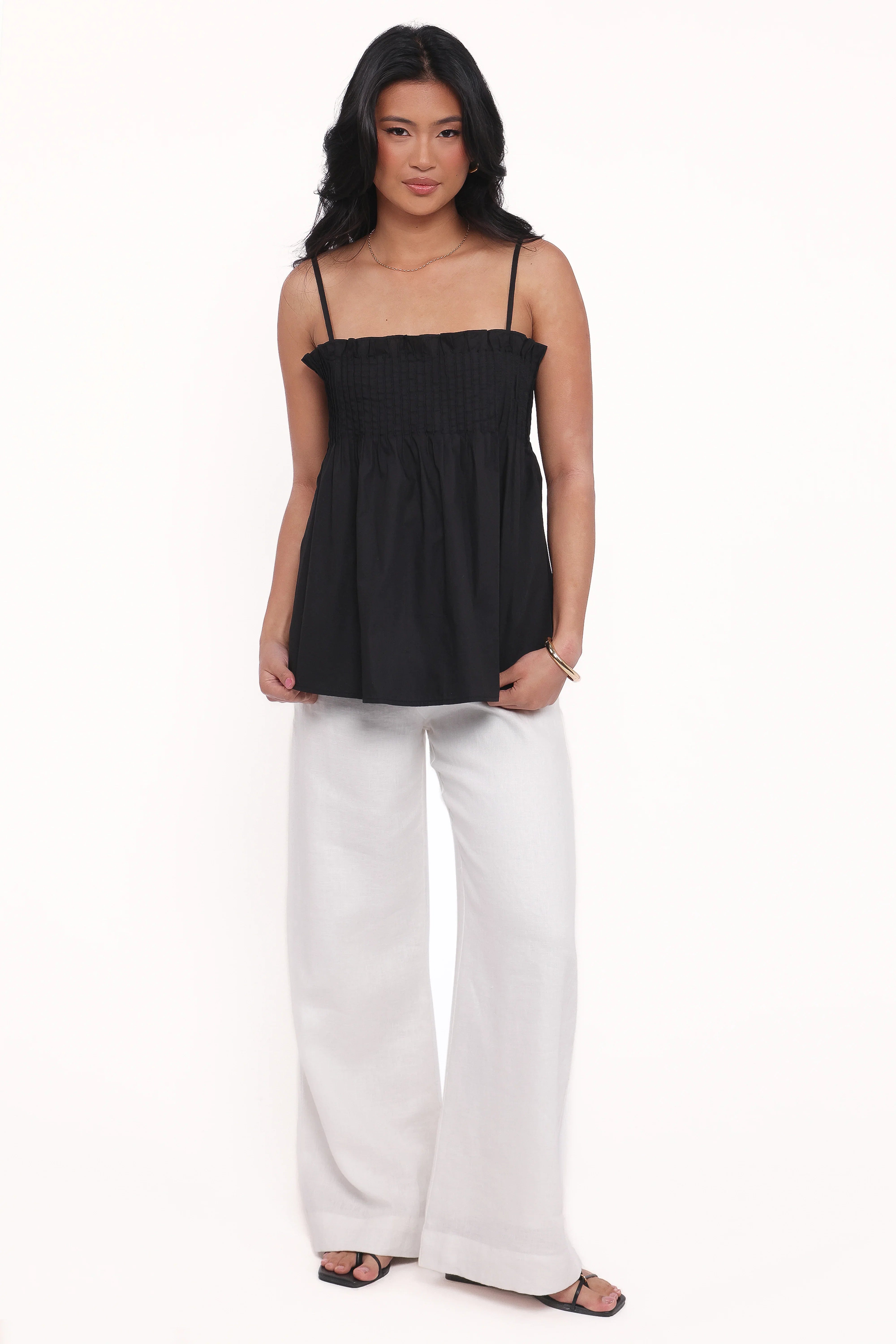 Carson Pleated Top Black