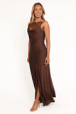 Evana Lace Maxi Dress Brown