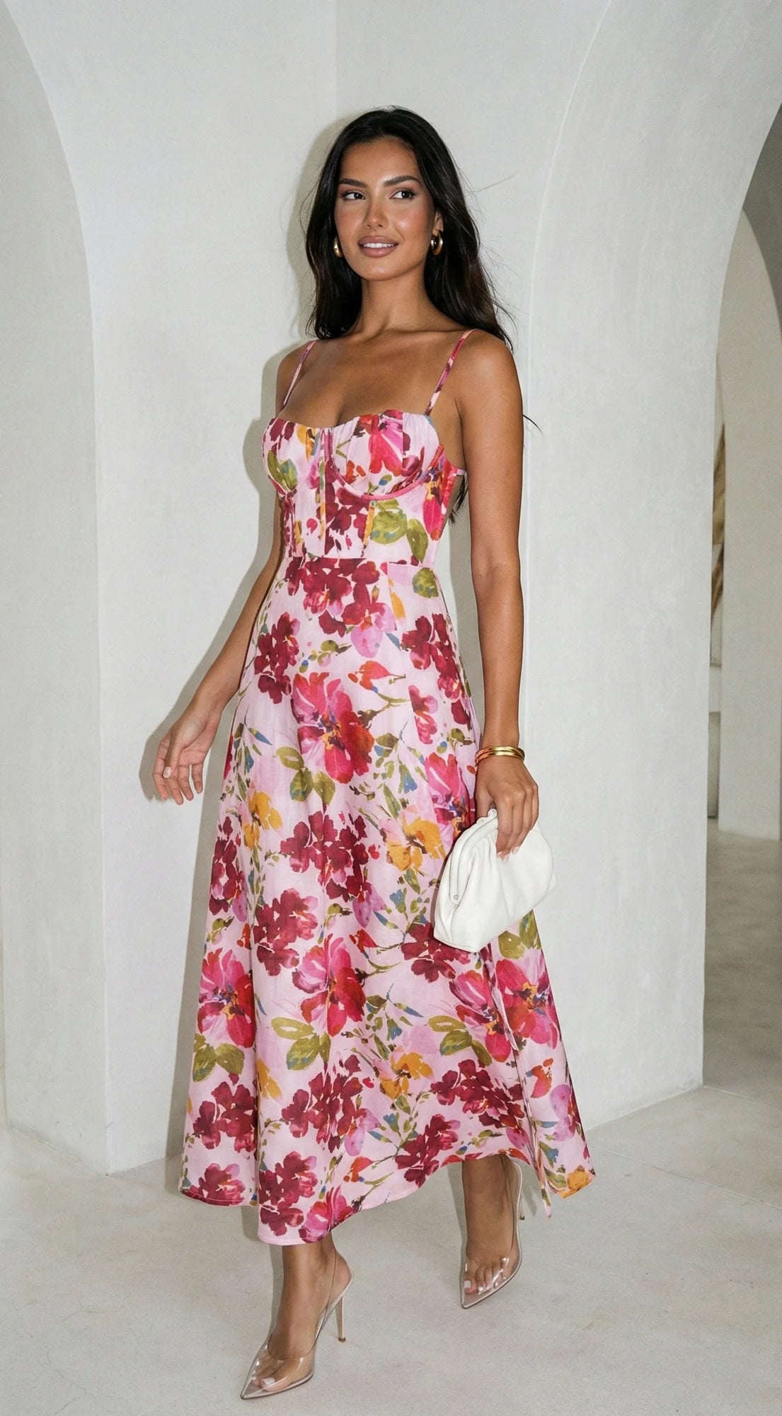 Floréa Bodice Floral Maxi Dress Pink