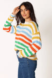 Sasha Multi Stripe Crewneck Knit Sweater Multi