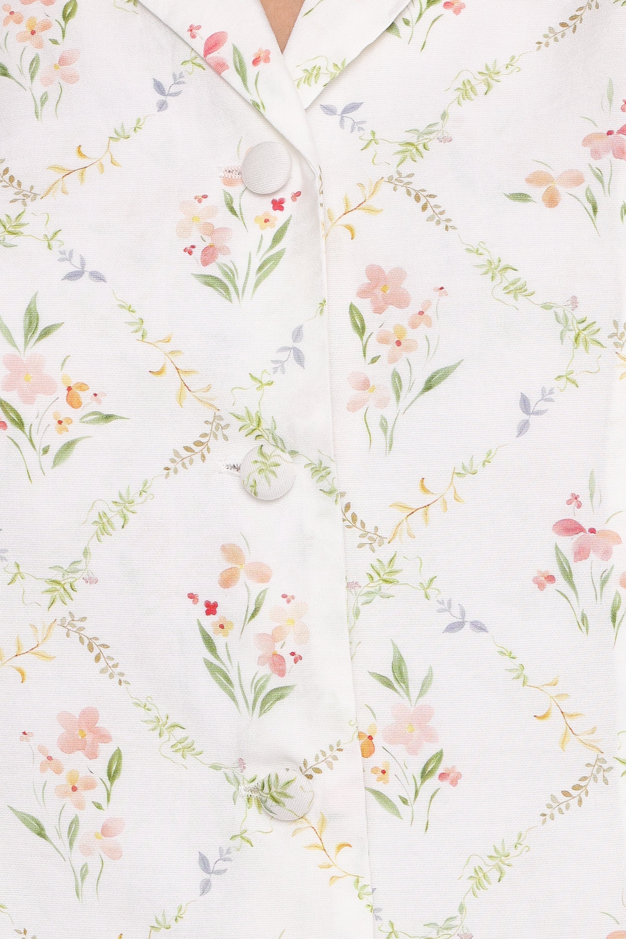 Steele Button Front Top White Vintage Floral