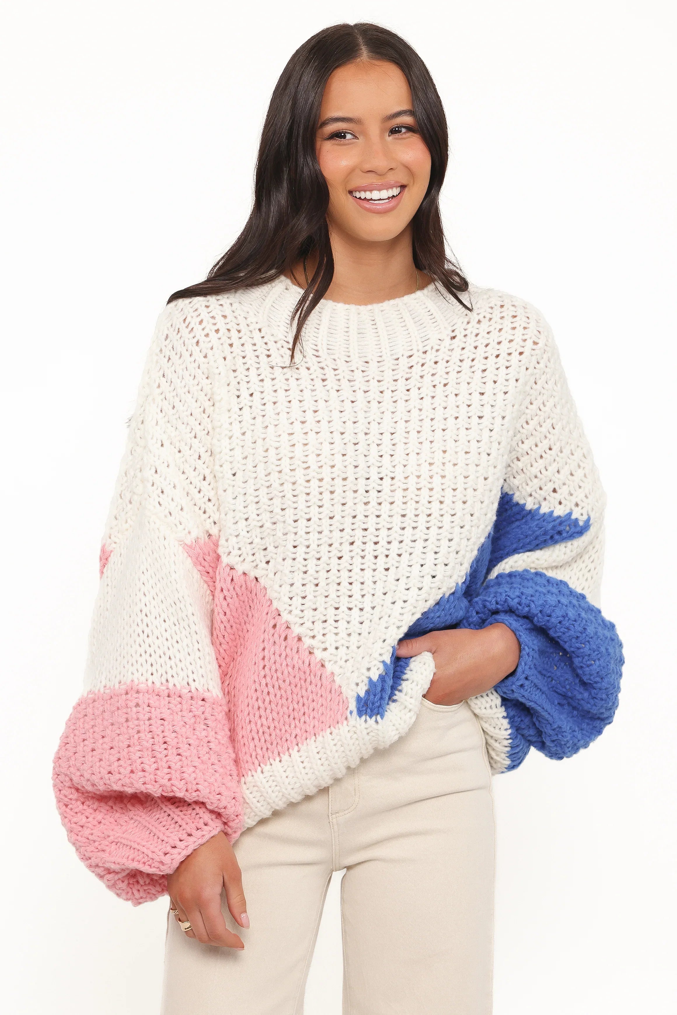 Koda Pattern Knit Sweater White Multi