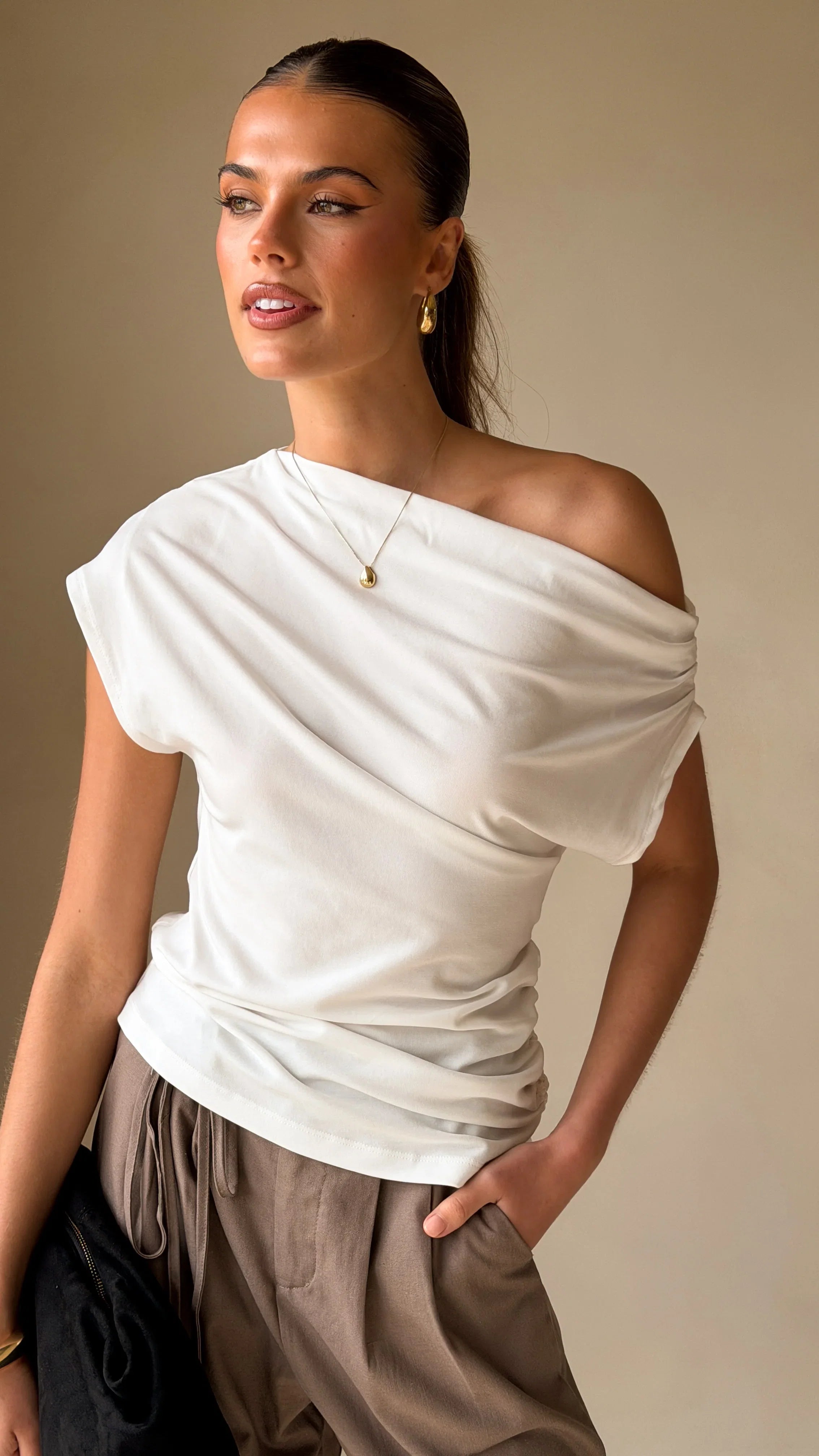 Ruby Off The Shoulder Tee White