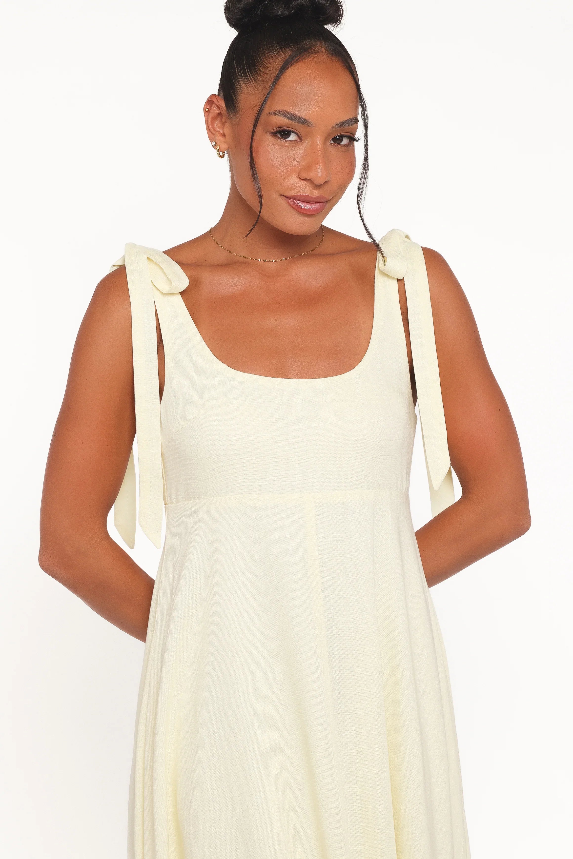 Valara Tie Shoulder Maxi Dress Butter Yellow