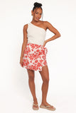 Calypso Wrap Mini Skirt Red Floral