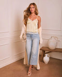 Spirited Cove Satin Lace Trim Top