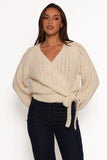 Etta Ballet Wrap Knit Sweater Cream