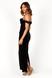 Celeste Off Shoulder Velvet Maxi Dress Black