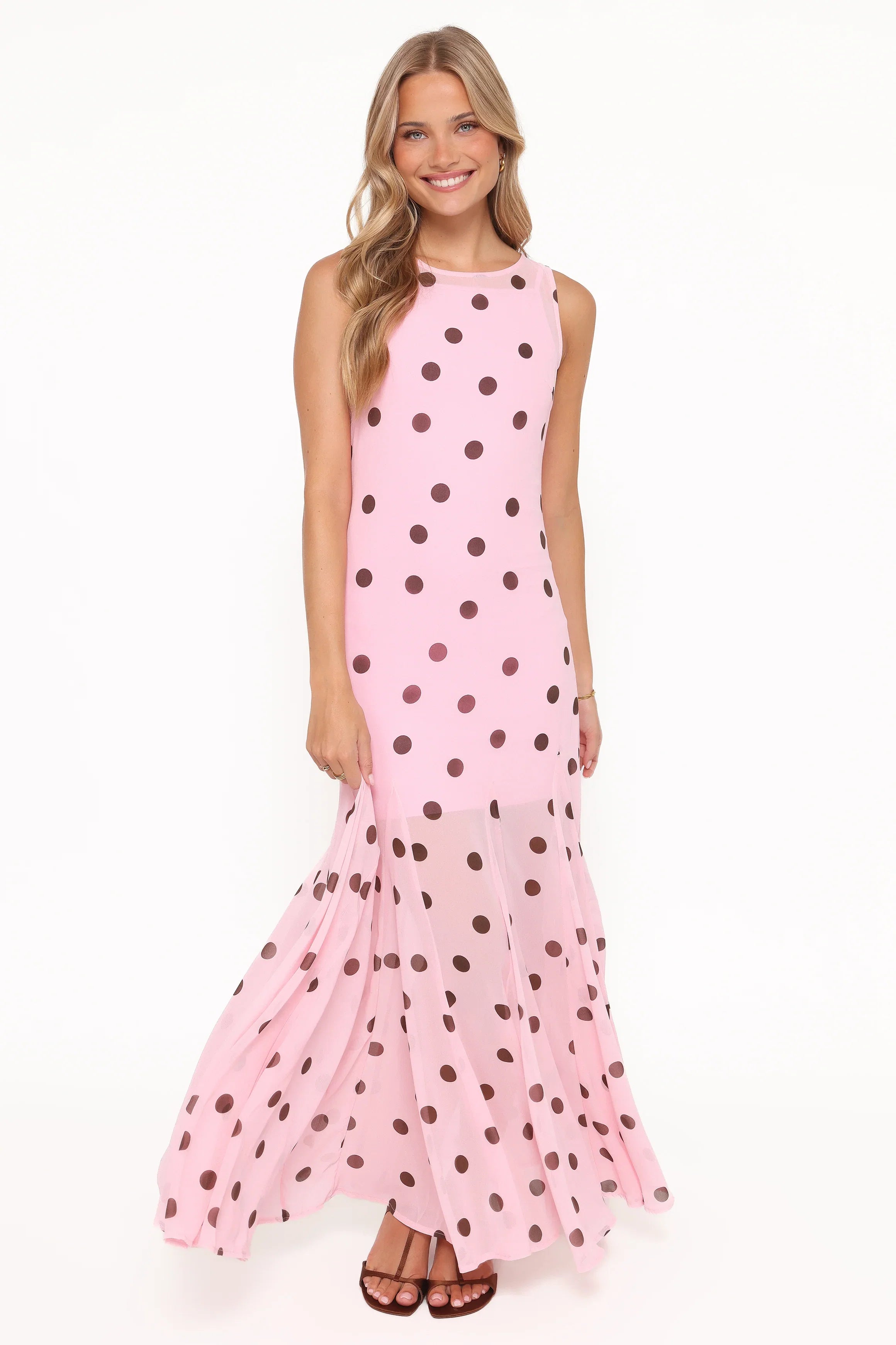 Keani Maxi Dress Pink Polka Dot