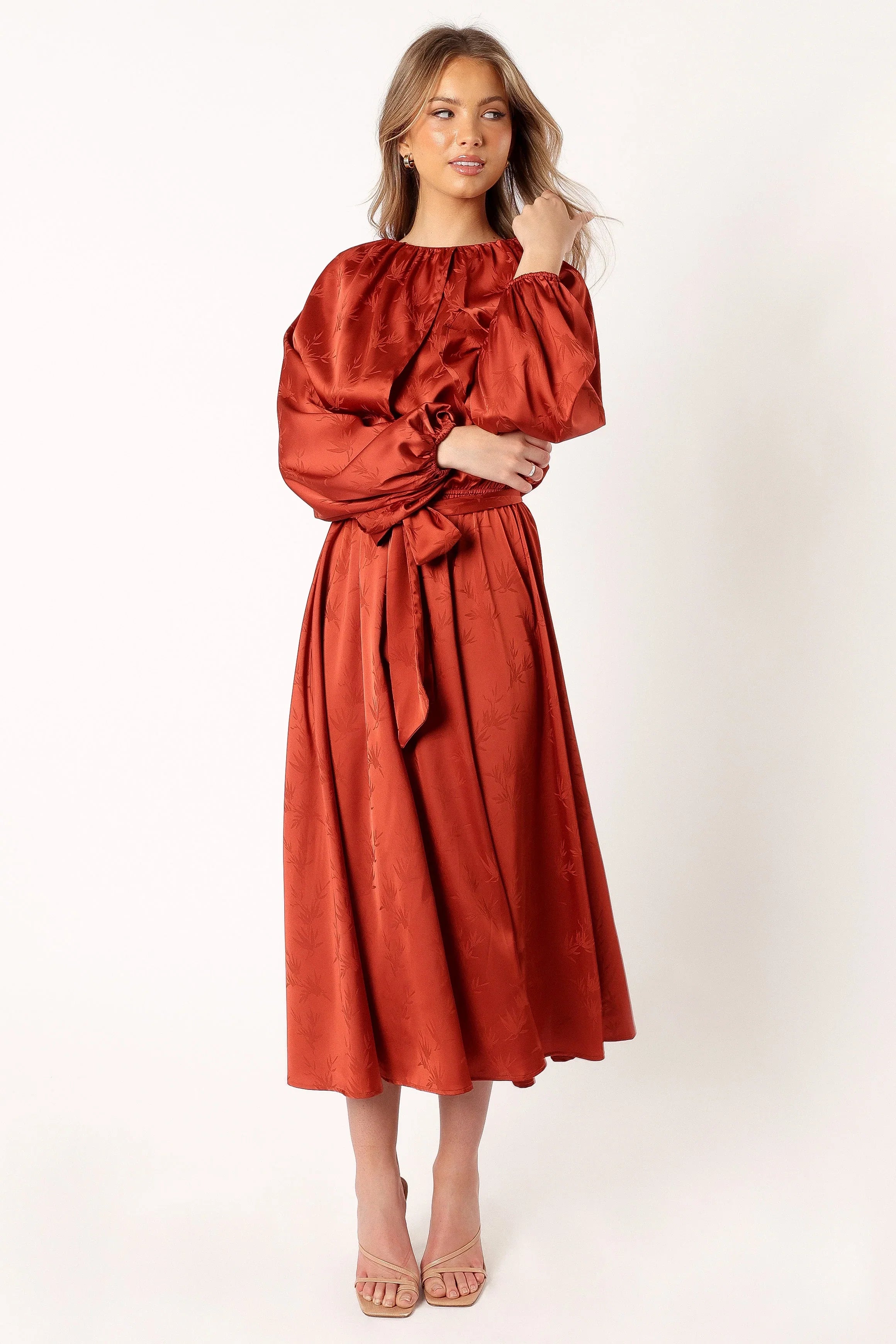 Lexie Long Sleeve Midi Dress Bronze