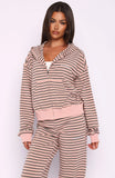 Looking Back Boxy Zip Front Hoodie Pink Stripe
