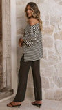 Reda Semi Sheer Pants Black White Spot