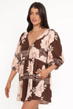 Henley Romper Brown Floral