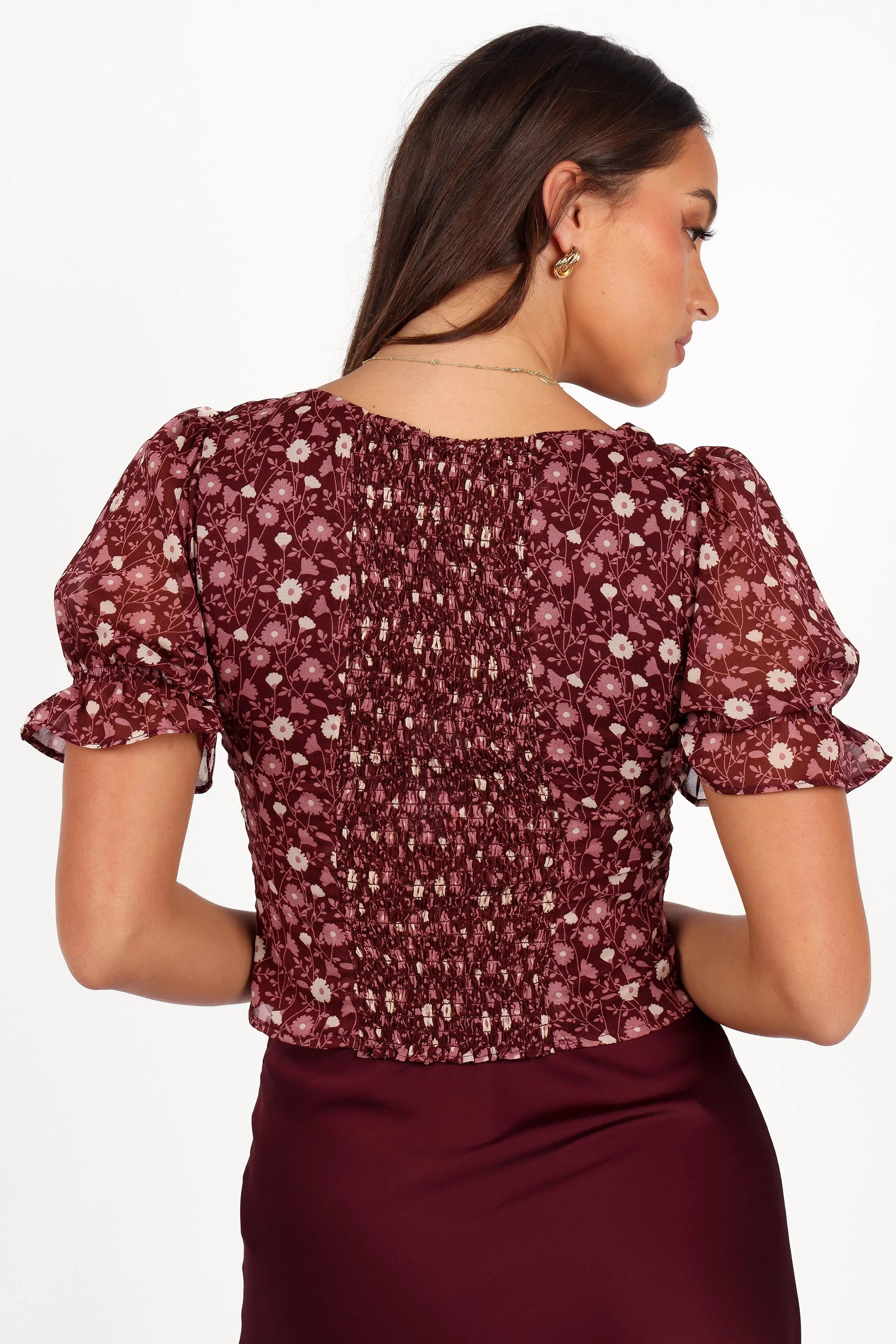 Lucie Top Burgundy Multi