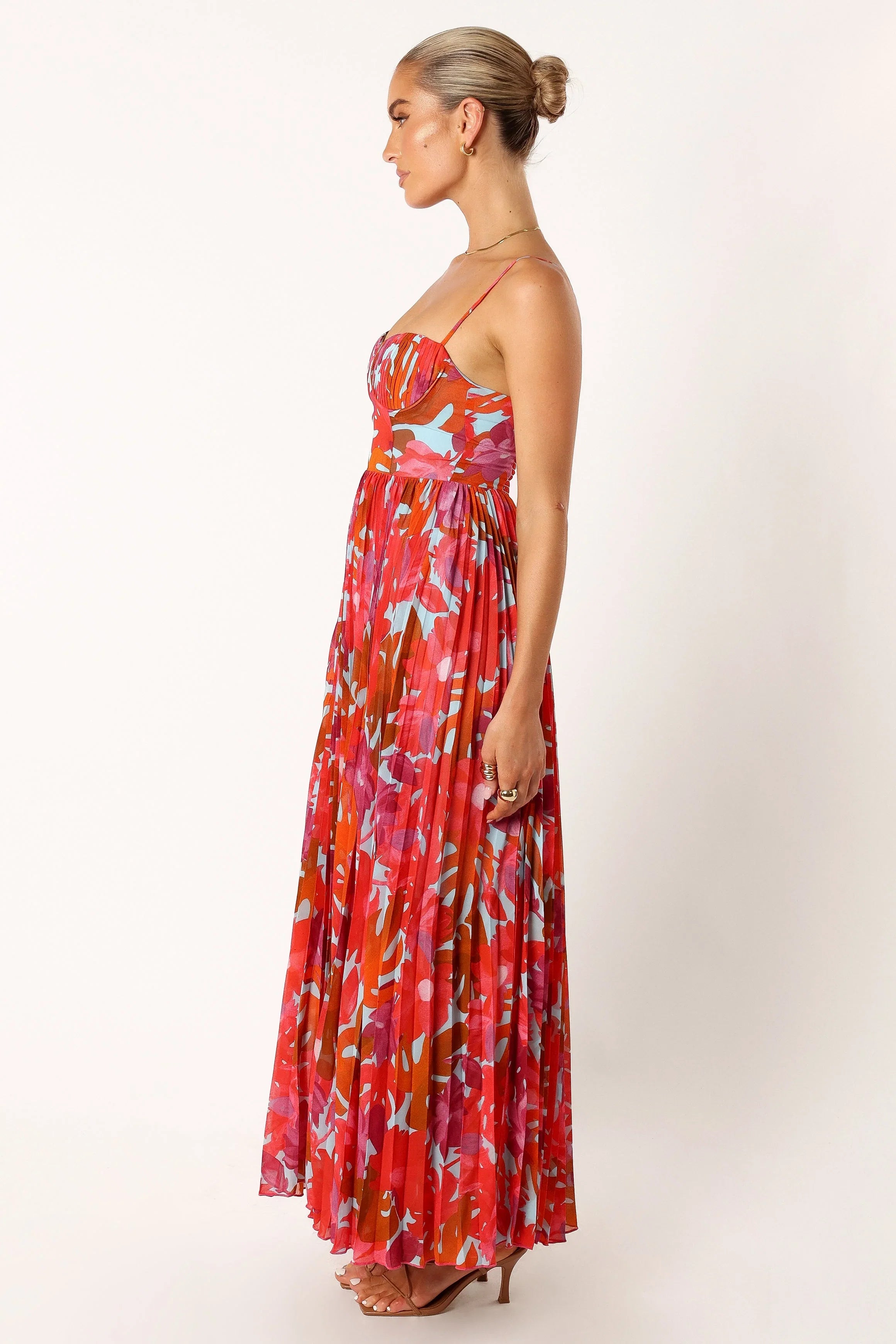Achanti Pleated Maxi Dress Pink Azalea
