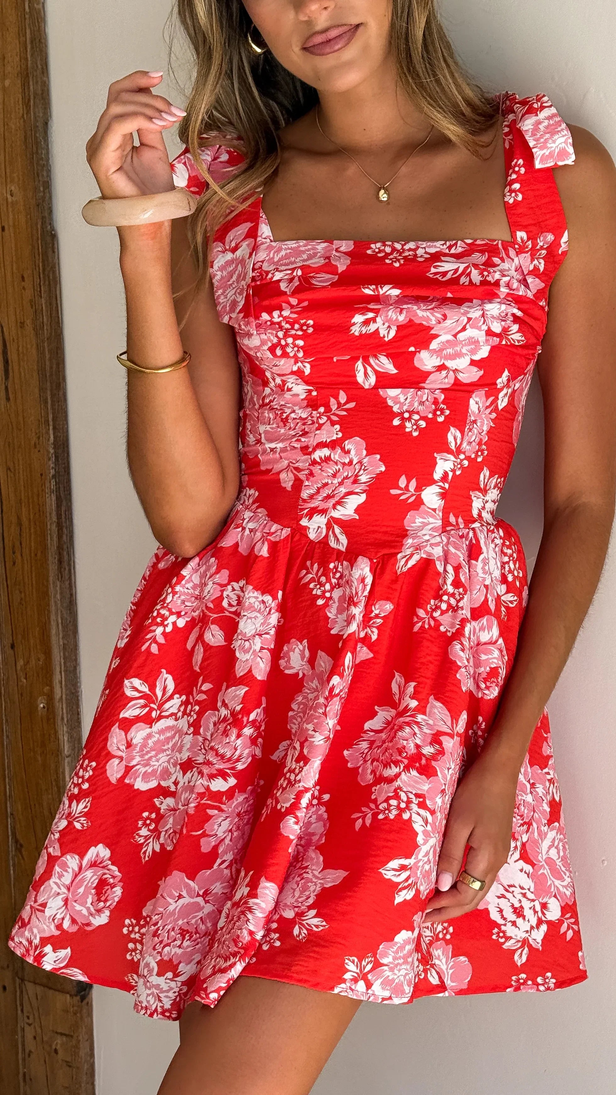 Haisley Mini Dress Red Floral