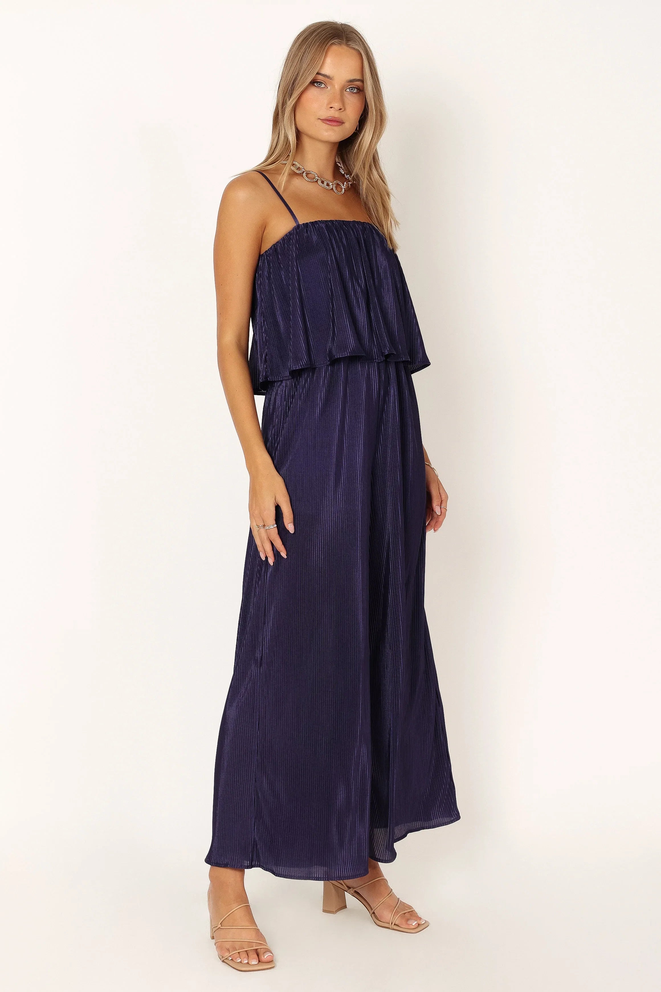 Jillian Plisse Jumpsuit Navy