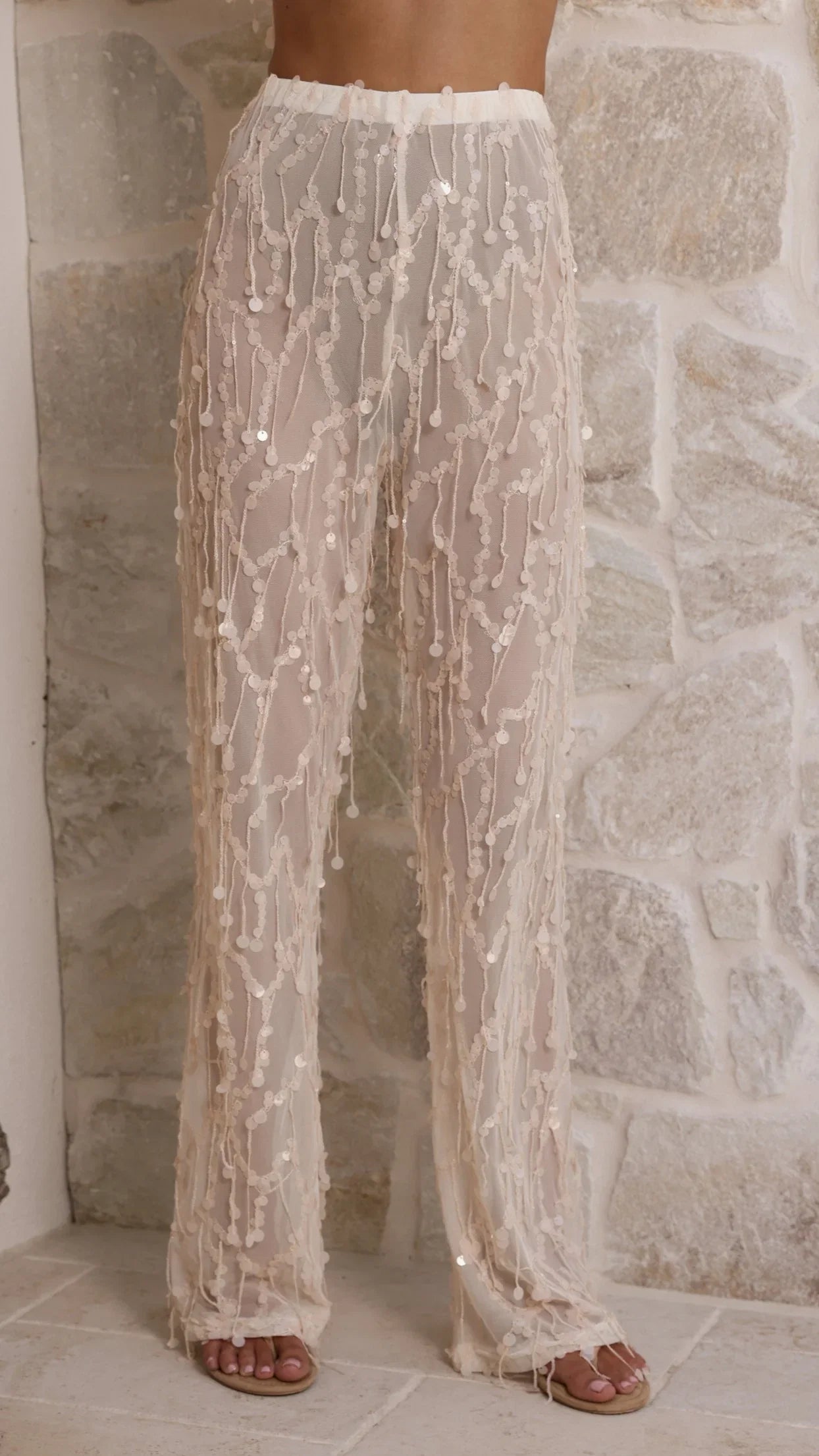 Zabby Sequin Pants Beige