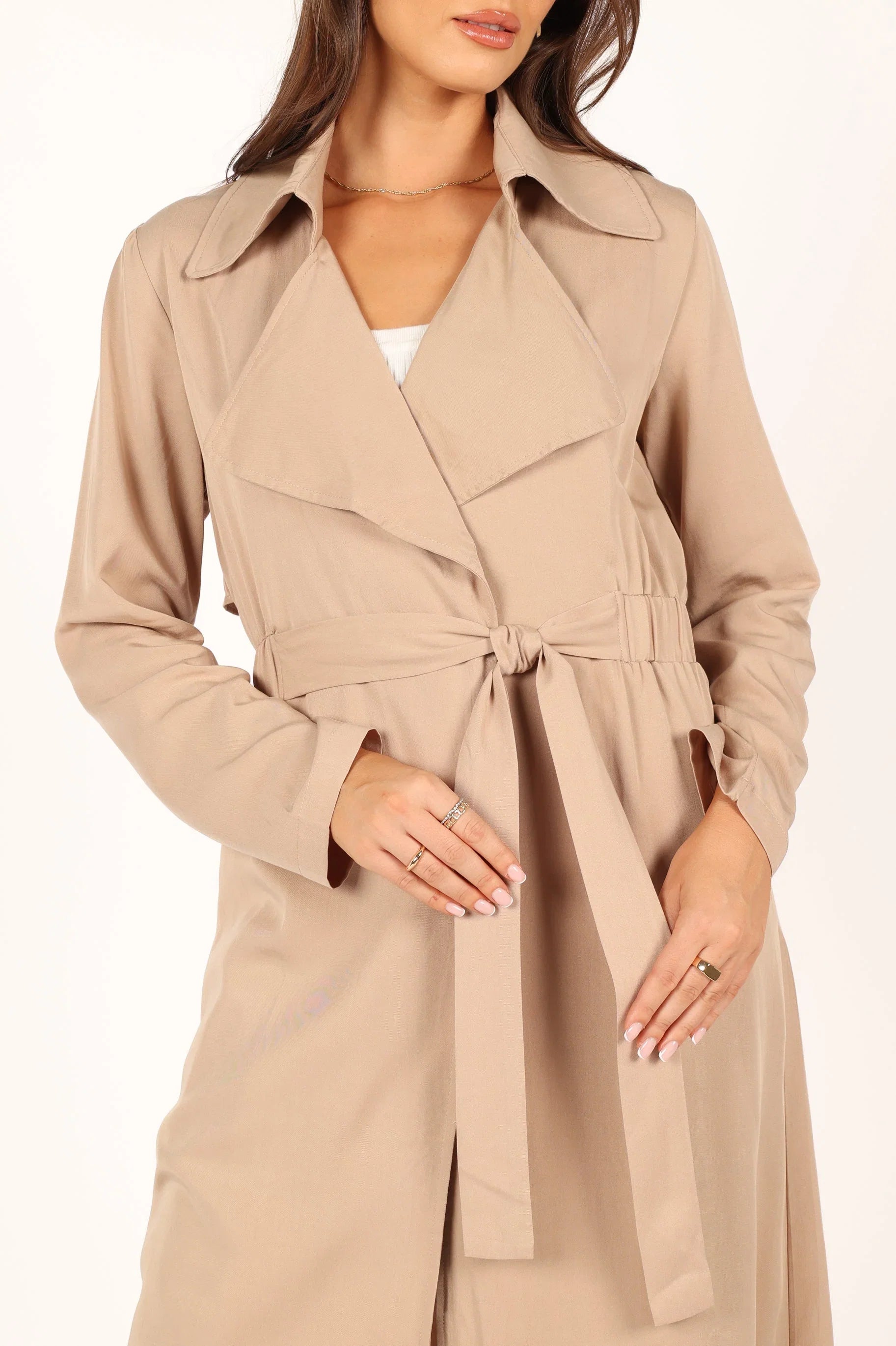 Robyn Tie Front Trench Coat Beige