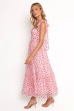 Floret Midi Dress Red Hearts