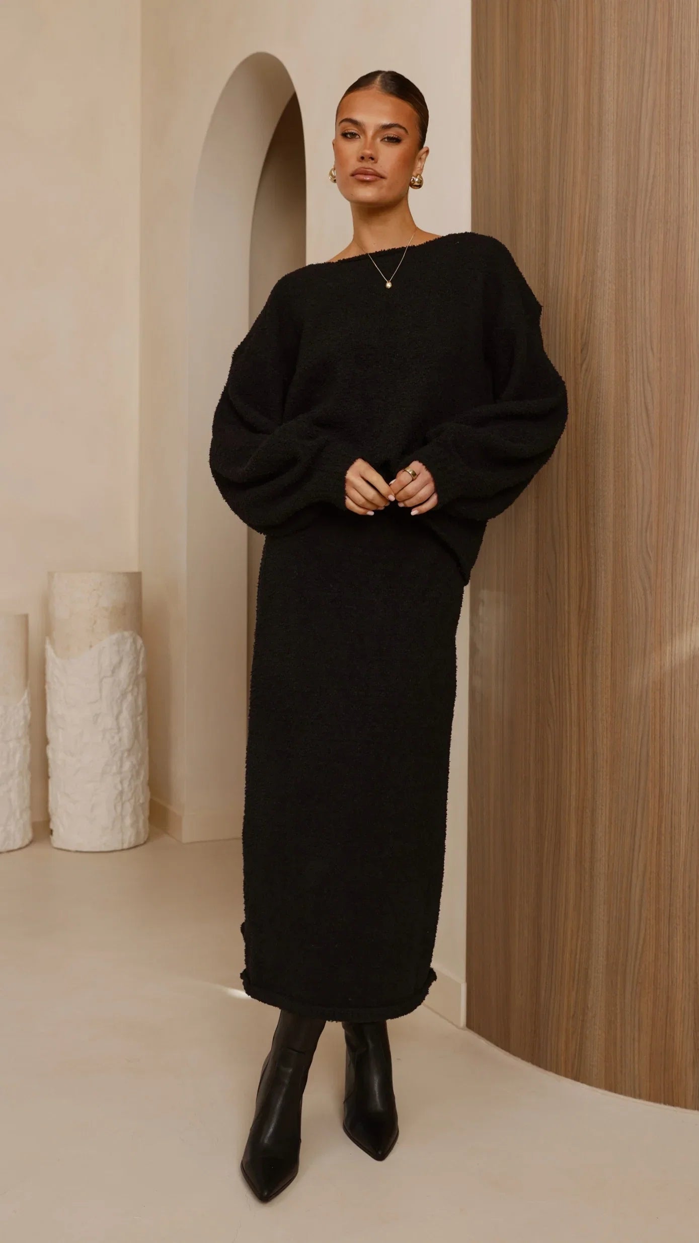Cohen Knit Midi Skirt Black